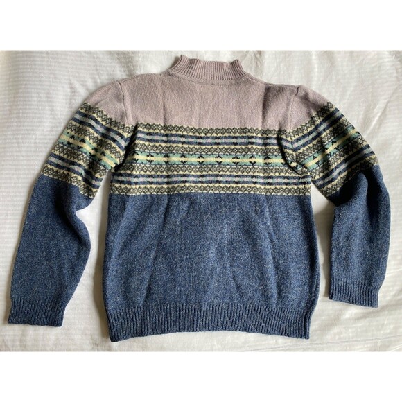 Vintage 90's Y2K Eddie Bauer Fair Isle Wool Sweater Mock Neck Women's Size S - Picture 10 of 14